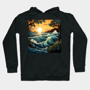 Waves ocean sunset 3 Hoodie